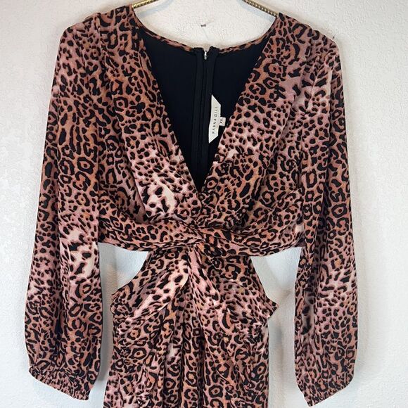 NWT Ranna Gill Floral Cutouts Leopard Print Midi Dress Size Small - Picture 3 of 12